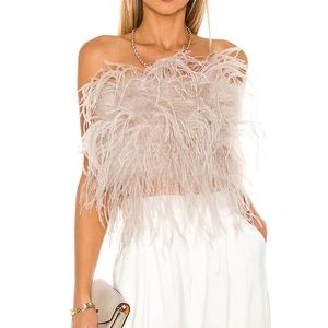 *WORN ONCE* LAMARQUE FEATHER TOP DUSTY ROSE